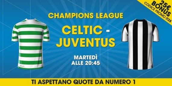 Champions League: le quote migliori su Celtic Juventus