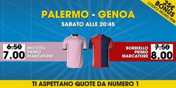 Quote e scommesse sul primo marcatore di Palermo Genoa