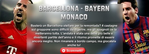 Scommesse su Barcellona Bayern Monaco - Unibet