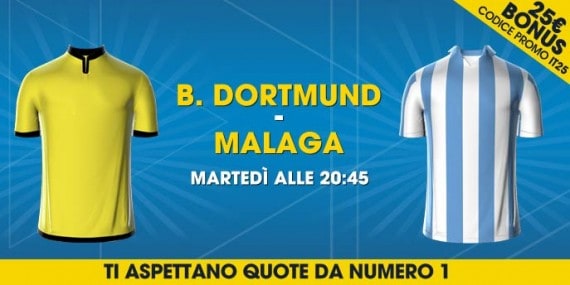 , Borussia Dortmund Malaga, martedì 9 aprile ore 20.45: i nostri pronostici