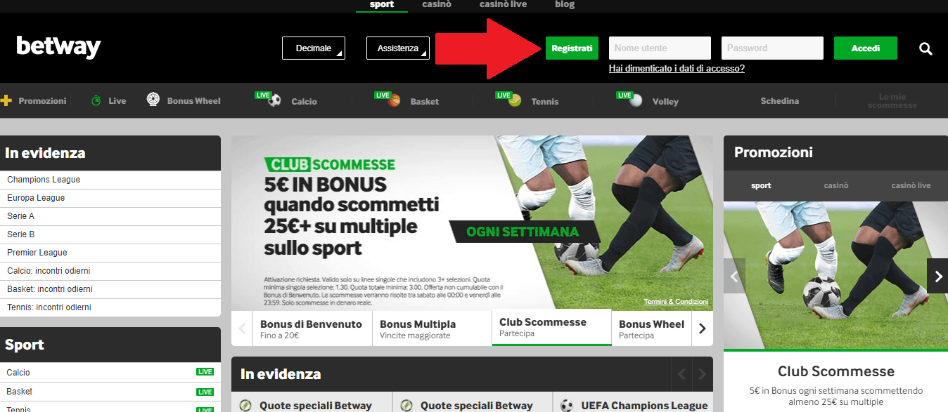 Betway Registrazione