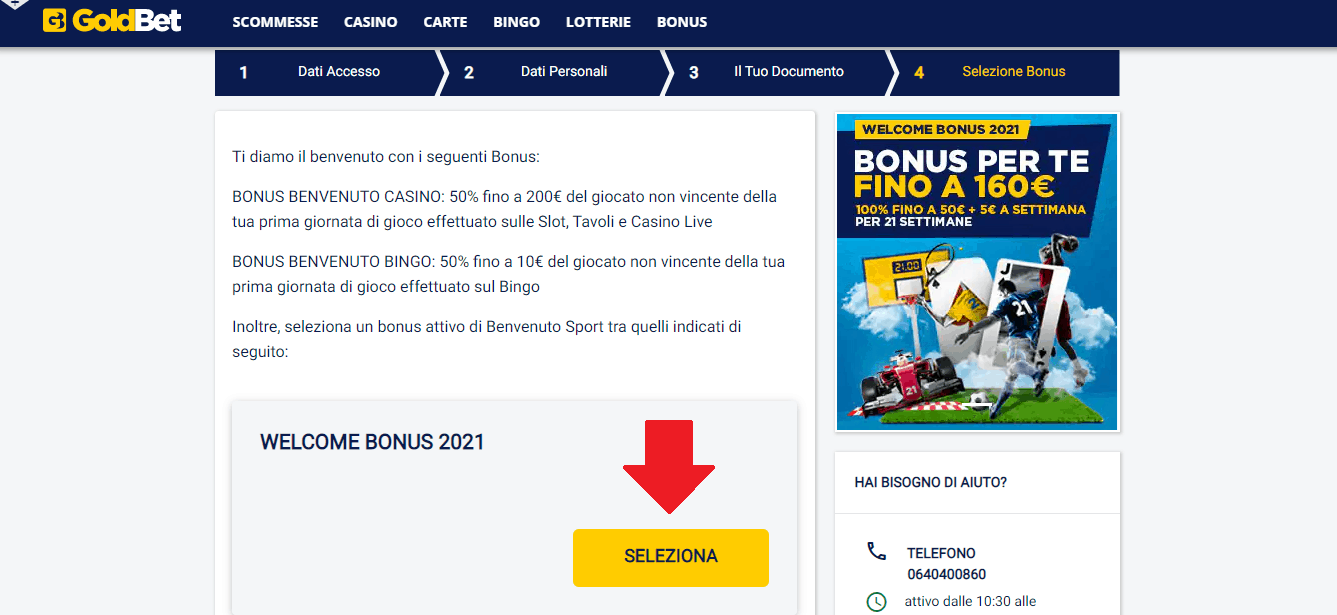 Seleziona Bonus