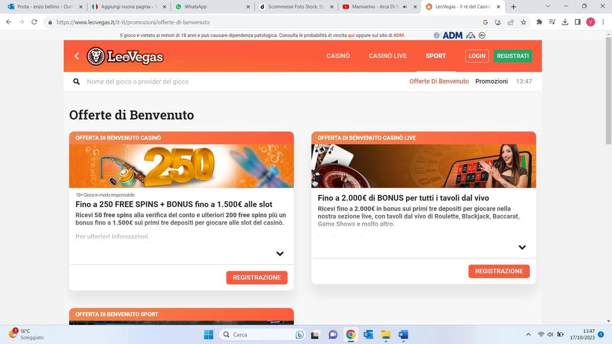 Leovegas Bonus Benvenuto