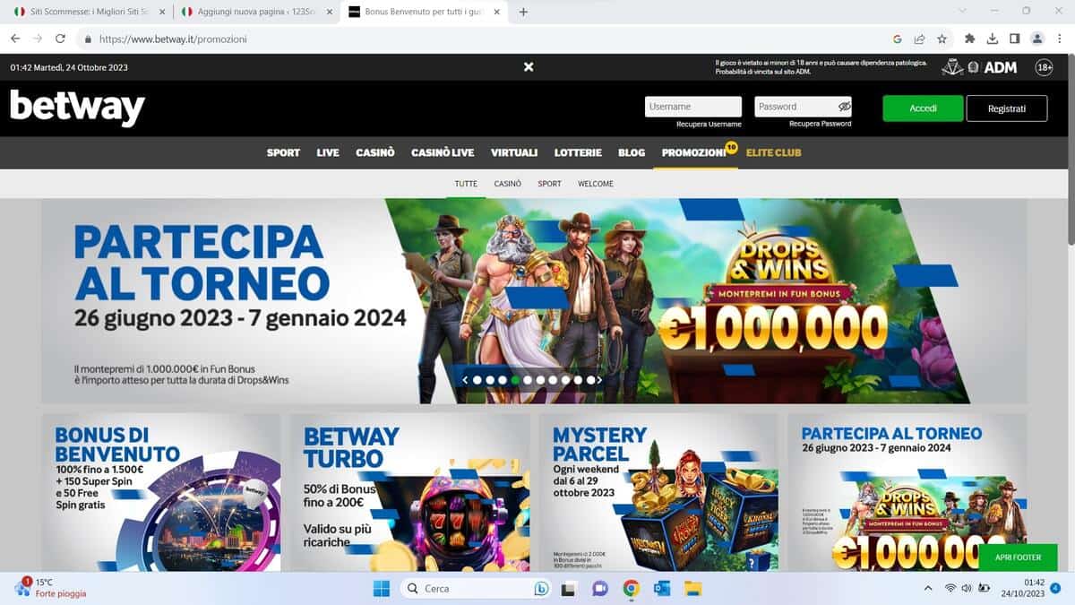 Betway, Bonus e Promozioni