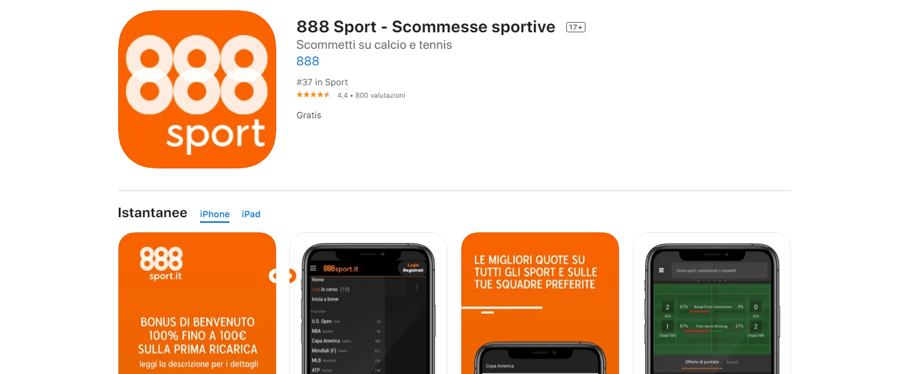 app scommesse 888sport ios