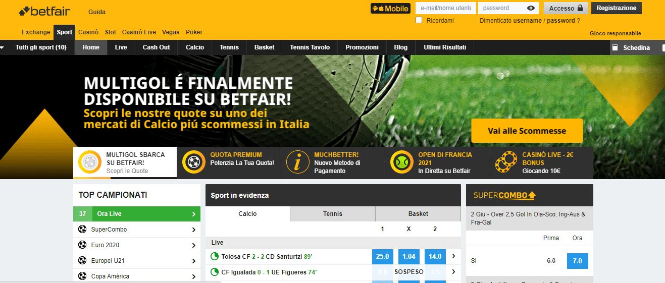 betfair bonus scommesse