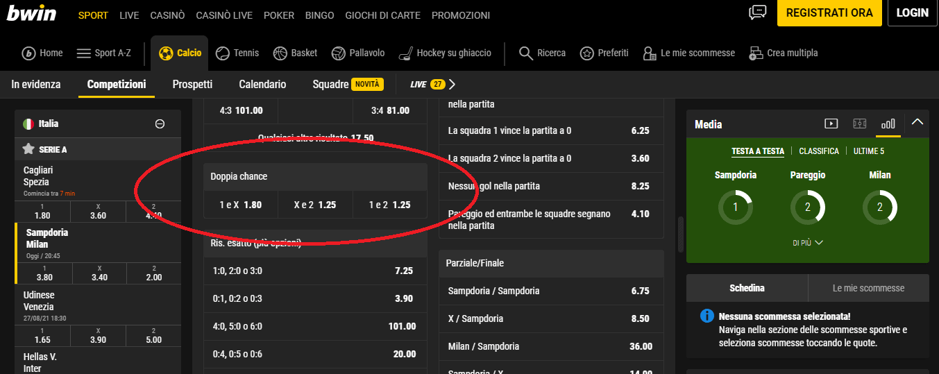 bwin doppia chance