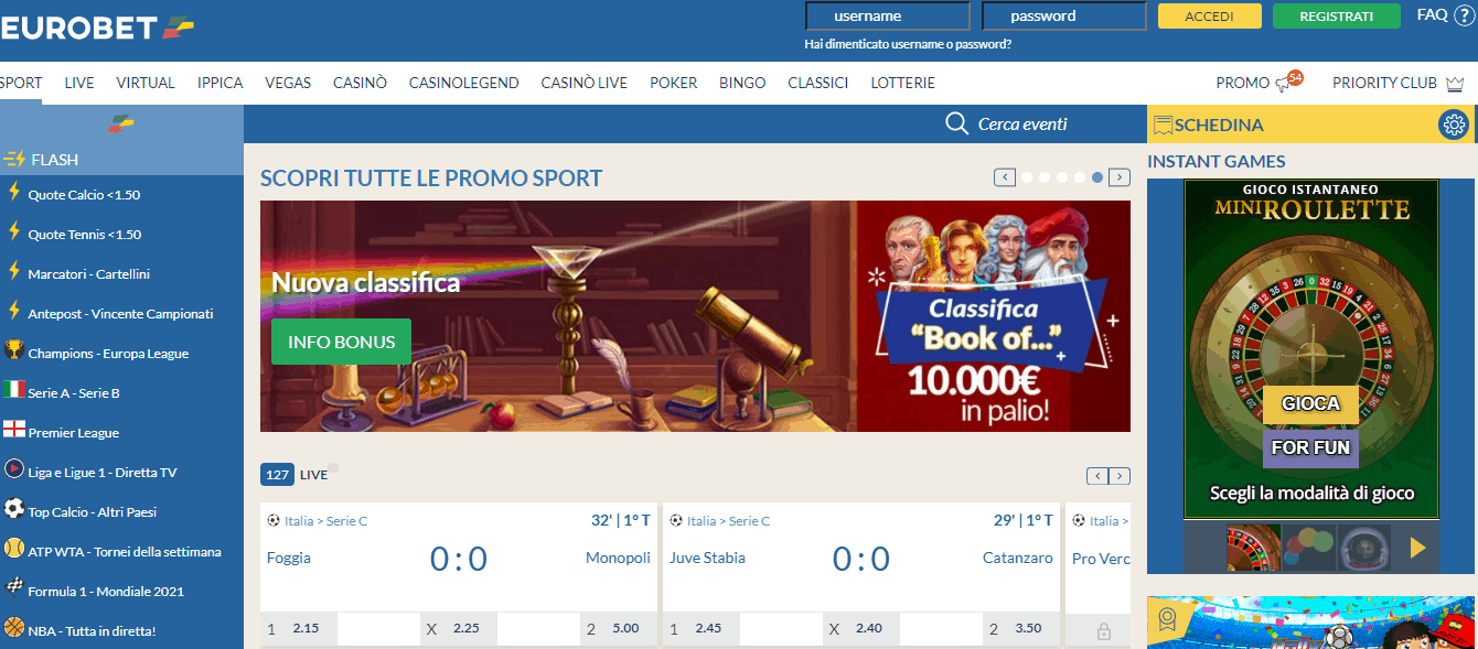 Eurobet conto gioco