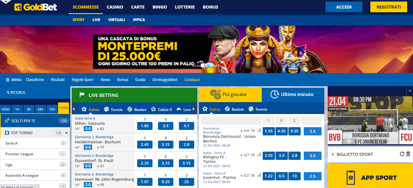 quota maggiorata goldbet