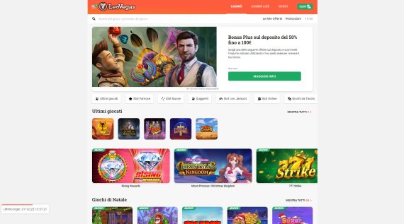 Leovegas pagina principale conto di gioco digitale