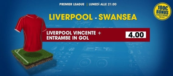Liverpool Swansea: quote scommesse William Hill