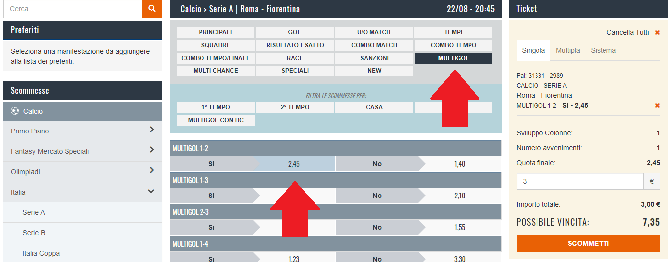 scommesse multigol, Guida Completa alle Scommesse Multigol