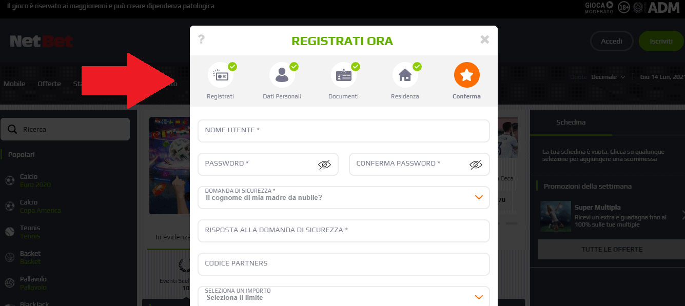 Netbet registrazione