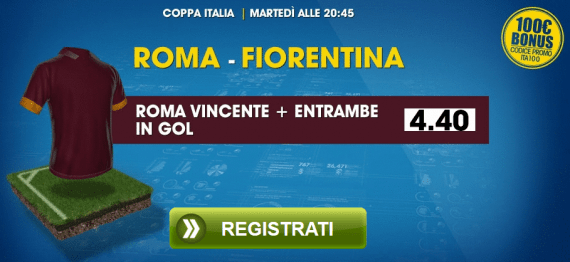 Roma Fiorentina: pronostici e codice promo ITA100 su William Hill