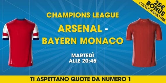 Scommesse e pronostici su Arsenal Bayern Monaco, Champions League