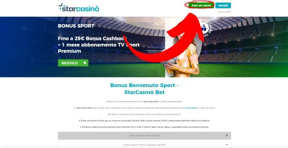 pulsante registrazione casinò ADM Starcasino