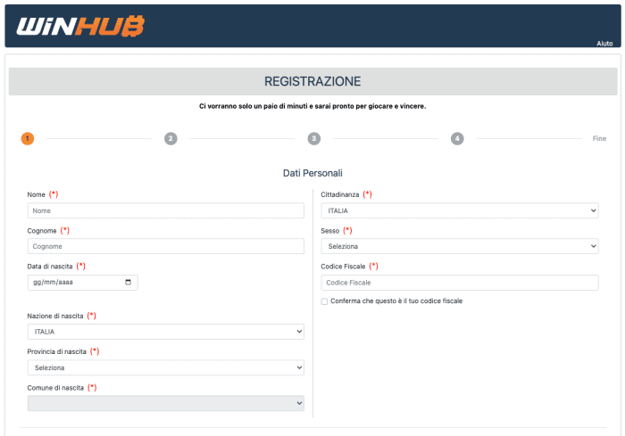 winhub registrazione