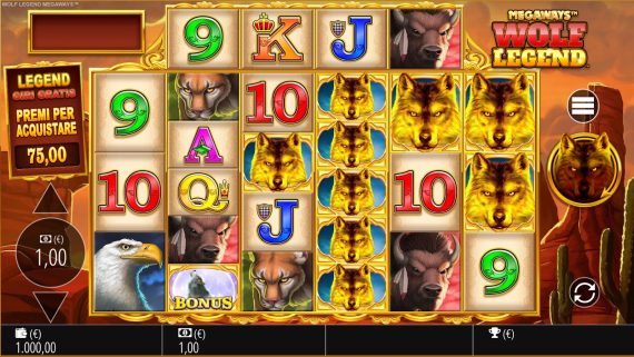 slot machine Wolf Legend Megaways schermata con simboli bonus e scatter slot machine Wolf Legend Megaways schermata con simboli bonus e scatter