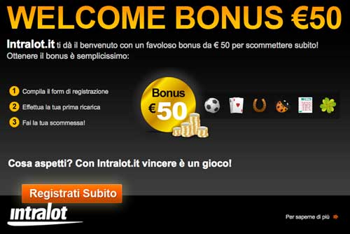 intralot bonus iscrizione 50 euro